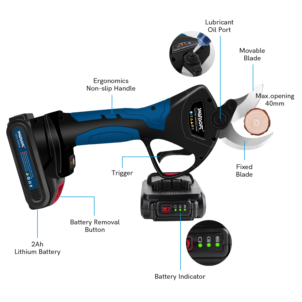電動剪定ばさみ 40MM ステンレス鋼刃 葡萄園のブドウの木 - Power Tools Electrical のレビューと価格